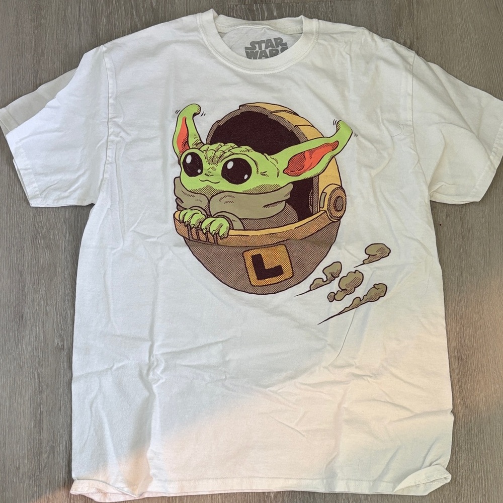 Star Wars Kids White Tee with Green and Brown Design